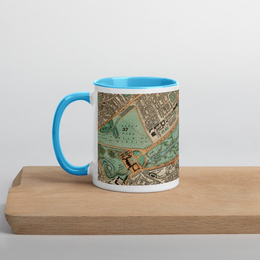 Buckingham Palace & Parlement Tasse - Tasse unique de 330 ml (11oz) avec la carte de couleur 1830 de CJ Greenwood de Londres