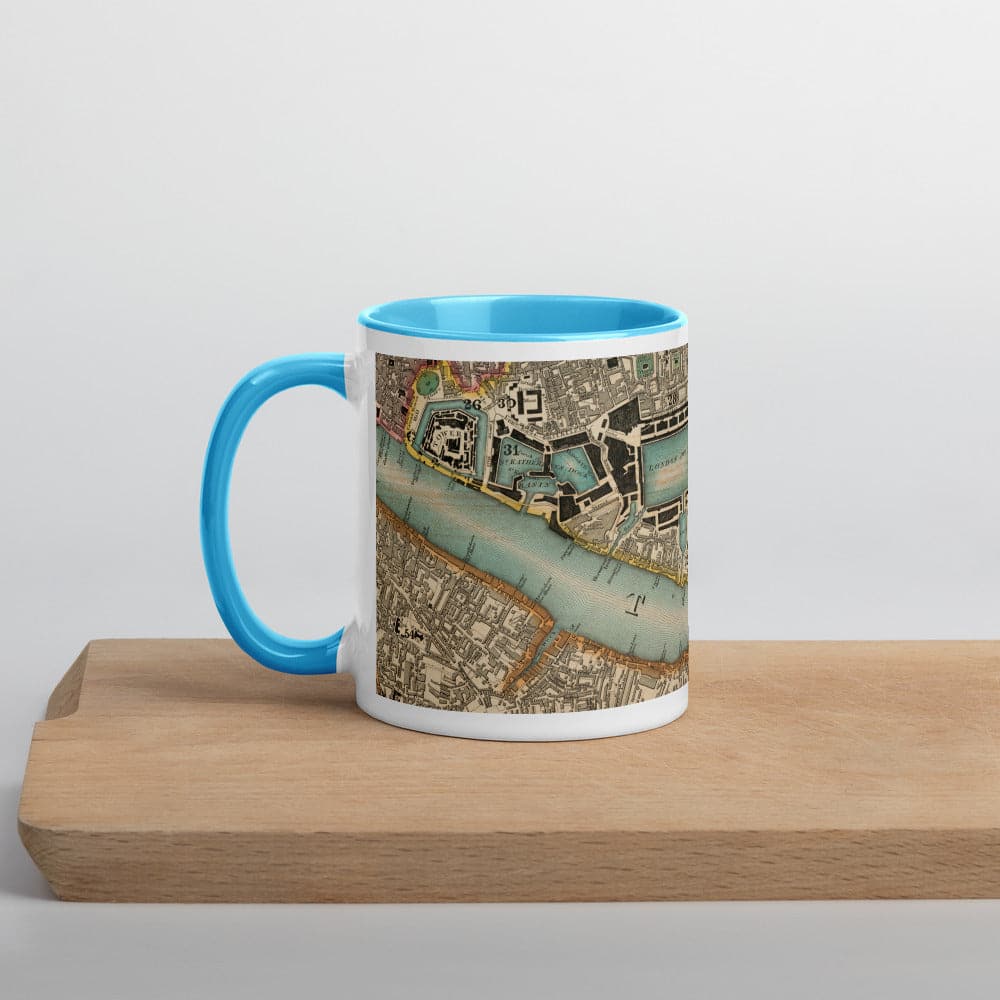 Tasse Thames & East London - Tasse unique de 330 ml (11oz) avec la carte de couleur 1830 de CJ Greenwood de Londres