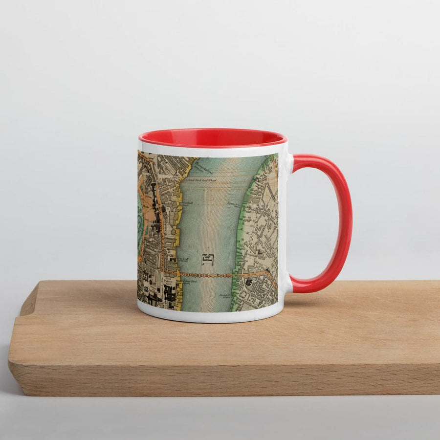 Tazza Buckingham Palace & Parlamento - Tazza unica da 330ml (11oz) con la mappa colorata di Londra del 1830 di CJ Greenwood 