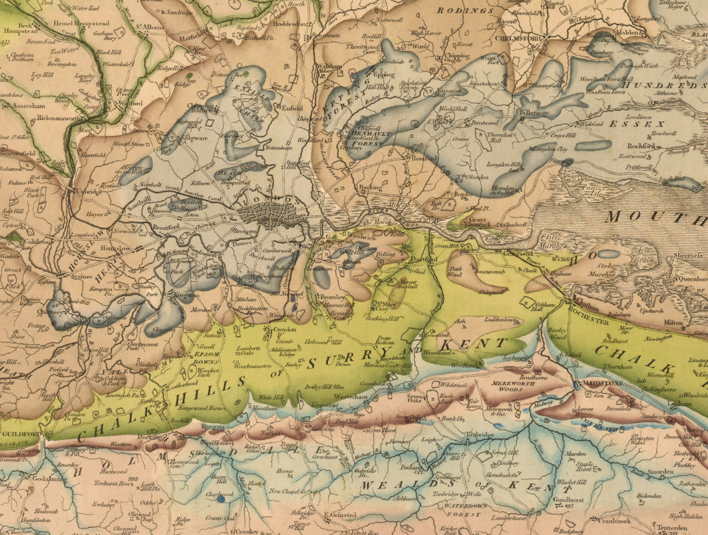 Rare William Smith Géologie Carte de l'Angleterre, Ecosse & Pays de Galles, 1815 - Jusqu'à 5 mètres (16ft) - Art mural vintage