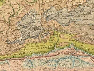Rare William Smith Géologie Carte de l'Angleterre, Ecosse & Pays de Galles, 1815 - Jusqu'à 5 mètres (16ft) - Art mural vintage