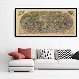 Alte Weltkarte, 1565 von Ferando Bertelli - Antiker Atlas Wandschmuck - Terra Incognita, Cherubim, Australis 