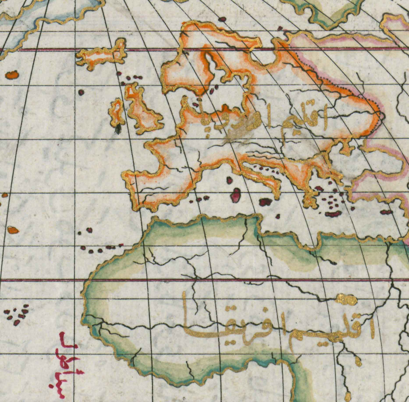 Antiguo mapa árabe del mundo en 1525 por Piri Reis - América del Norte, América del Sur, Europa, África, Asia