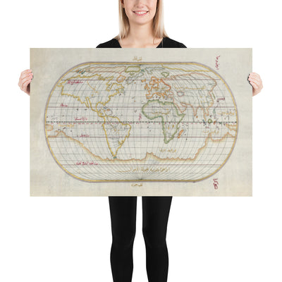 Antiguo mapa árabe del mundo en 1525 por Piri Reis - América del Norte, América del Sur, Europa, África, Asia