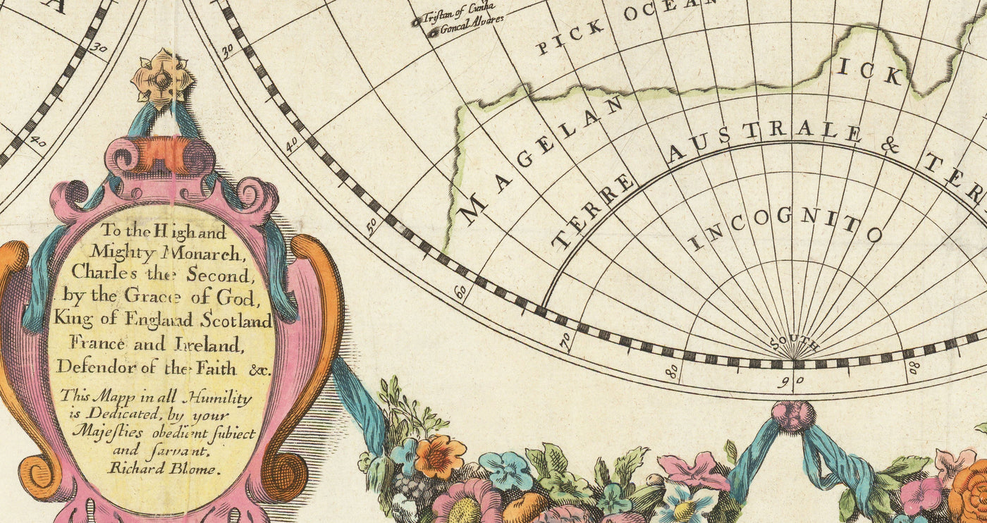 Mapa del Viejo Mundo desde 1671 por Richard Blome - First Inglés World Atlas Wall Chart