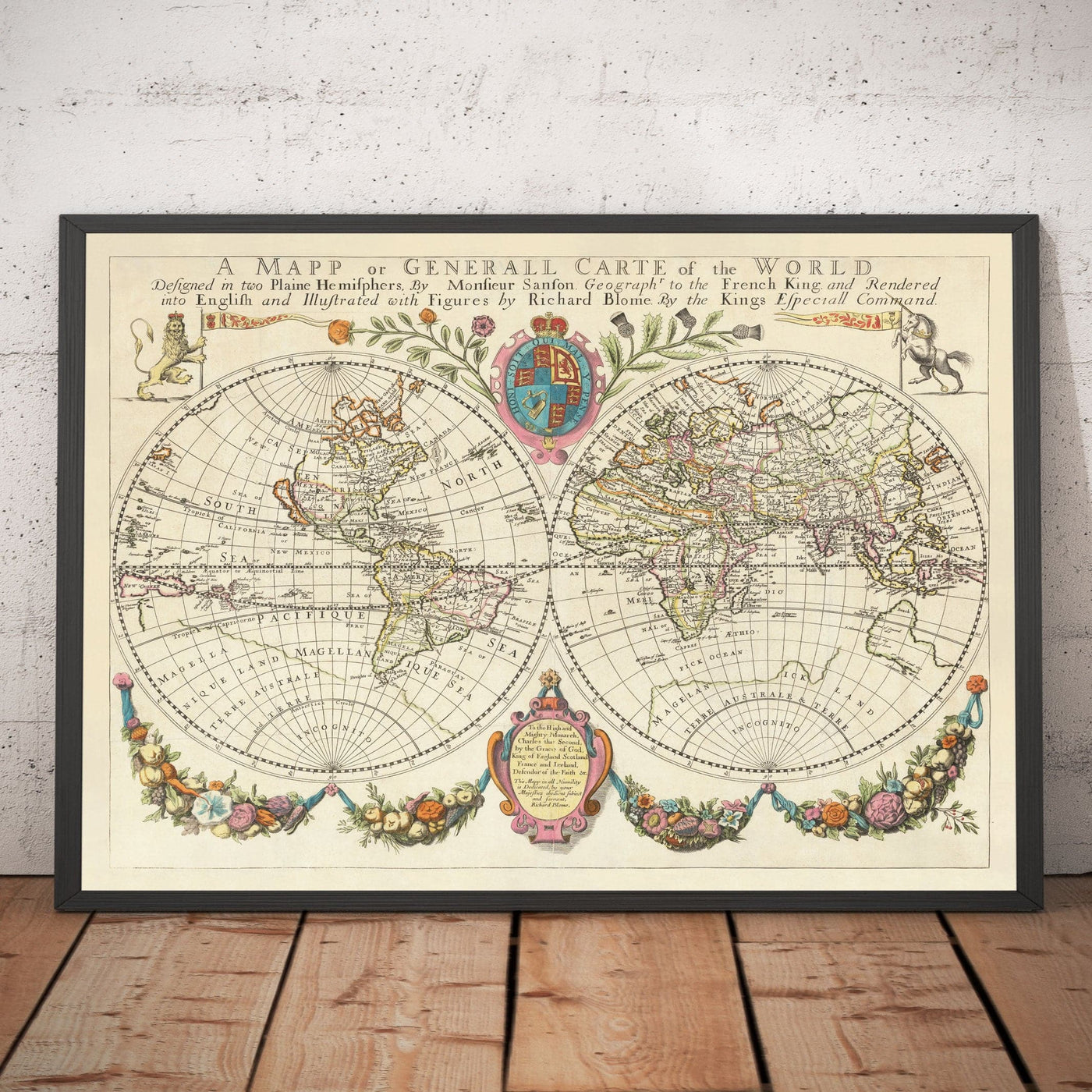 Mapa del Viejo Mundo desde 1671 por Richard Blome - First Inglés World Atlas Wall Chart
