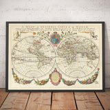 Mappa del Mondo Antico del 1671 di Richard Blome - Prima Carta Murale dell'Atlante Mondiale Inglese 