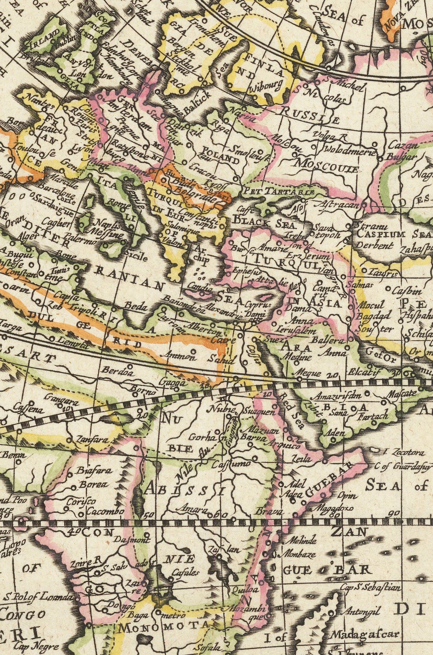Mapa del Viejo Mundo desde 1671 por Richard Blome - First Inglés World Atlas Wall Chart