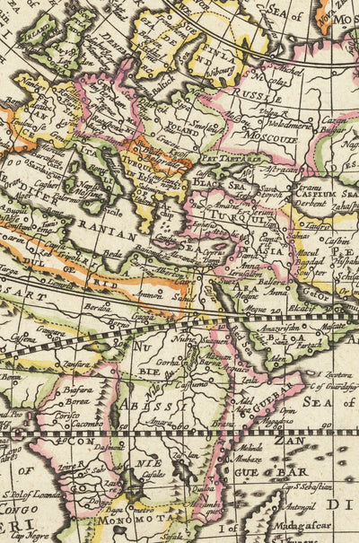 Mapa del Viejo Mundo desde 1671 por Richard Blome - First Inglés World Atlas Wall Chart