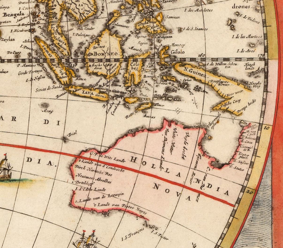 Old World Atlas Map, 1662 by Joan Blaeu - Rare Handcoloured Vintage Wall Art