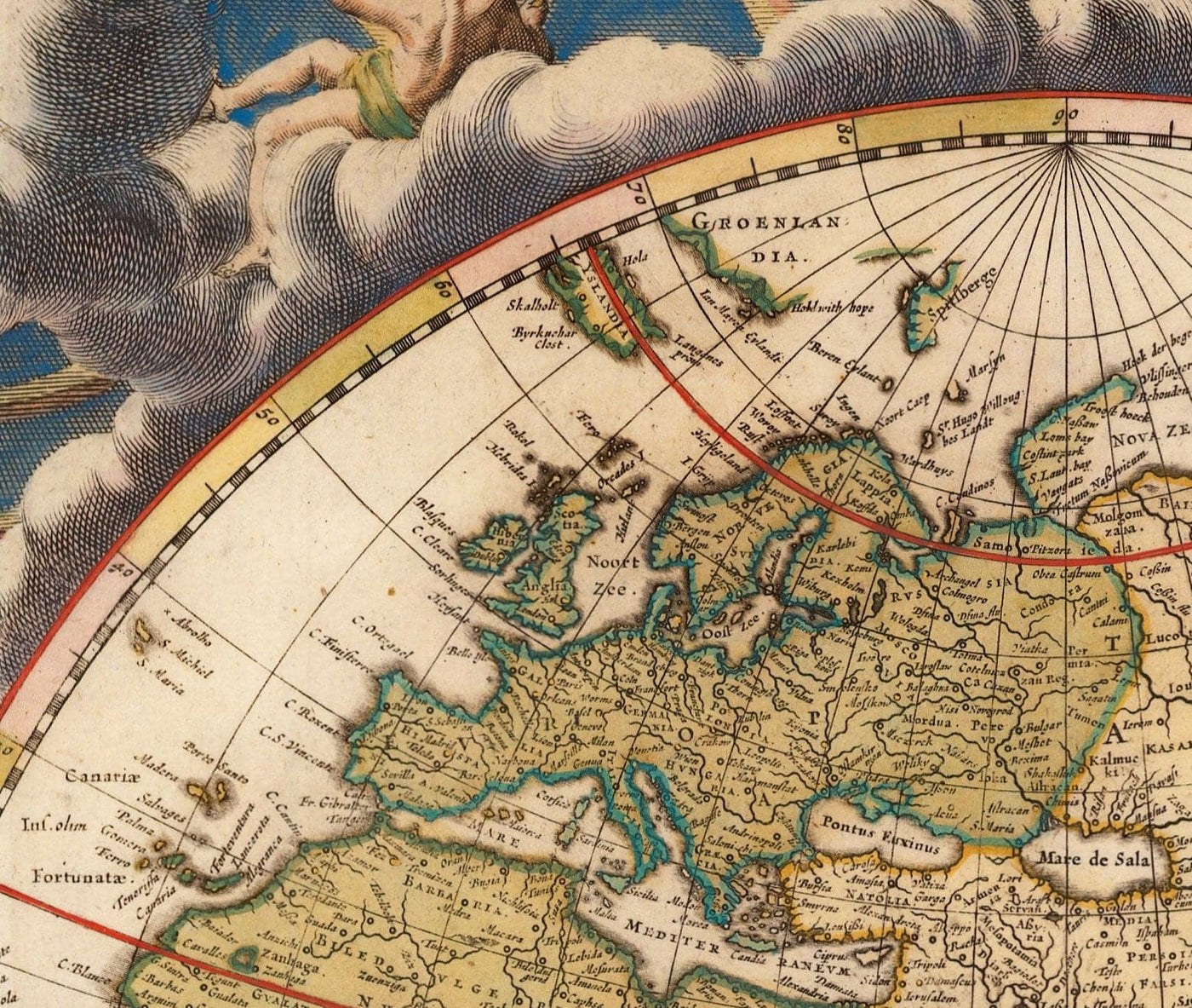 Old World Atlas Map, 1662 by Joan Blaeu - Rare Handcoloured Vintage Wall Art