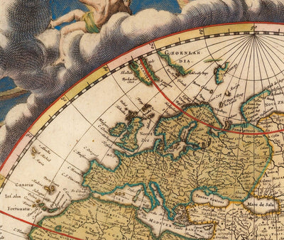 Old World Atlas Map, 1662 by Joan Blaeu - Rare Handcoloured Vintage Wall Art