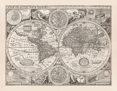 Mapa del Atlas del Viejo Mundo desde 1651 por John Speed ​​- Raro Monochrome Copperplate Chart