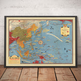 Ancienne carte de la Seconde Guerre mondiale du Pacifique et de Tokyo en 1942 par Stanley Turner - "Événements datés" Invasion du Japon et de l'Extrême-Orient